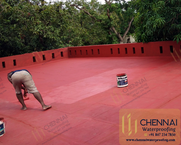 Building Terrace Waterproofing, Terrace Acrylic Chemical Waterproofing, Green Fields Resort, Thirumullaivoyal, Chennai