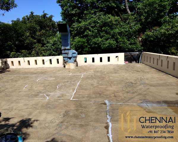 Building Terrace Waterproofing, Terrace Acrylic Chemical Waterproofing, Green Fields Resort, Thirumullaivoyal, Chennai